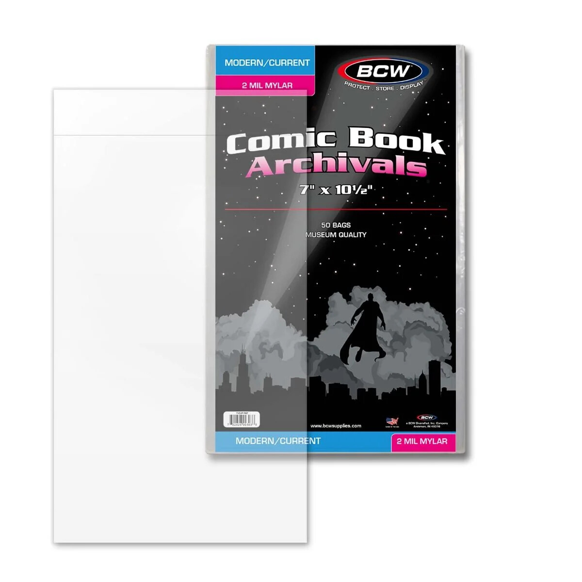 100 BCW Current Modern 2-Mil Mylar Archival’s Comic Bags +100 BCW Current Boards