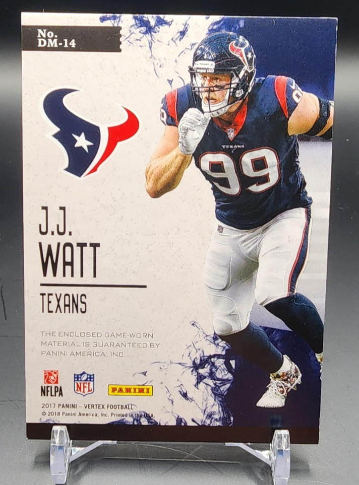 2017 Panini Vertex J.J. Watt Domination 3 Color Patch 5/5 #DM-14 Rare!