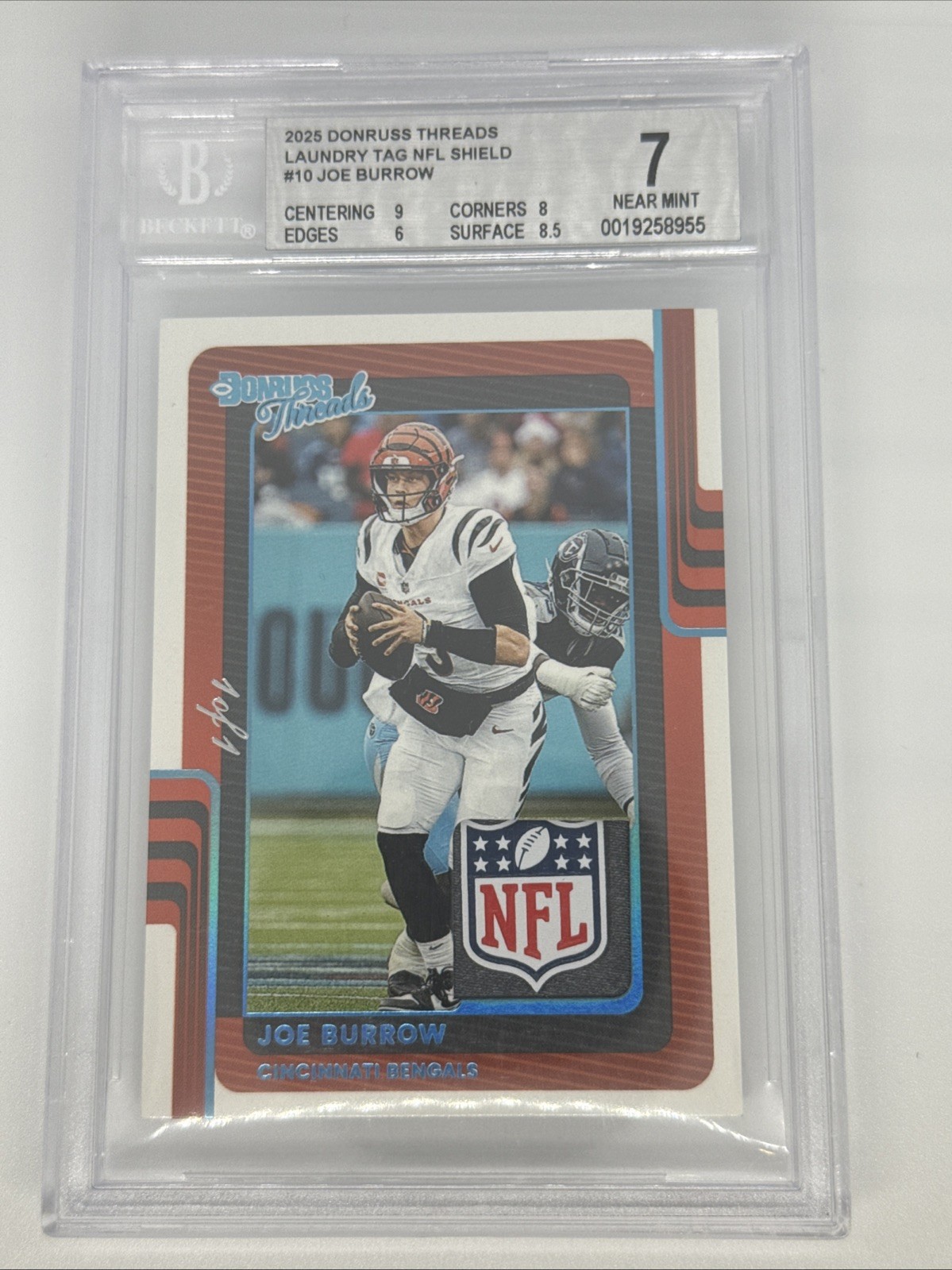 2025 Donruss Threads Laundry Tag NFL Shield 1/1 Joe Burrow