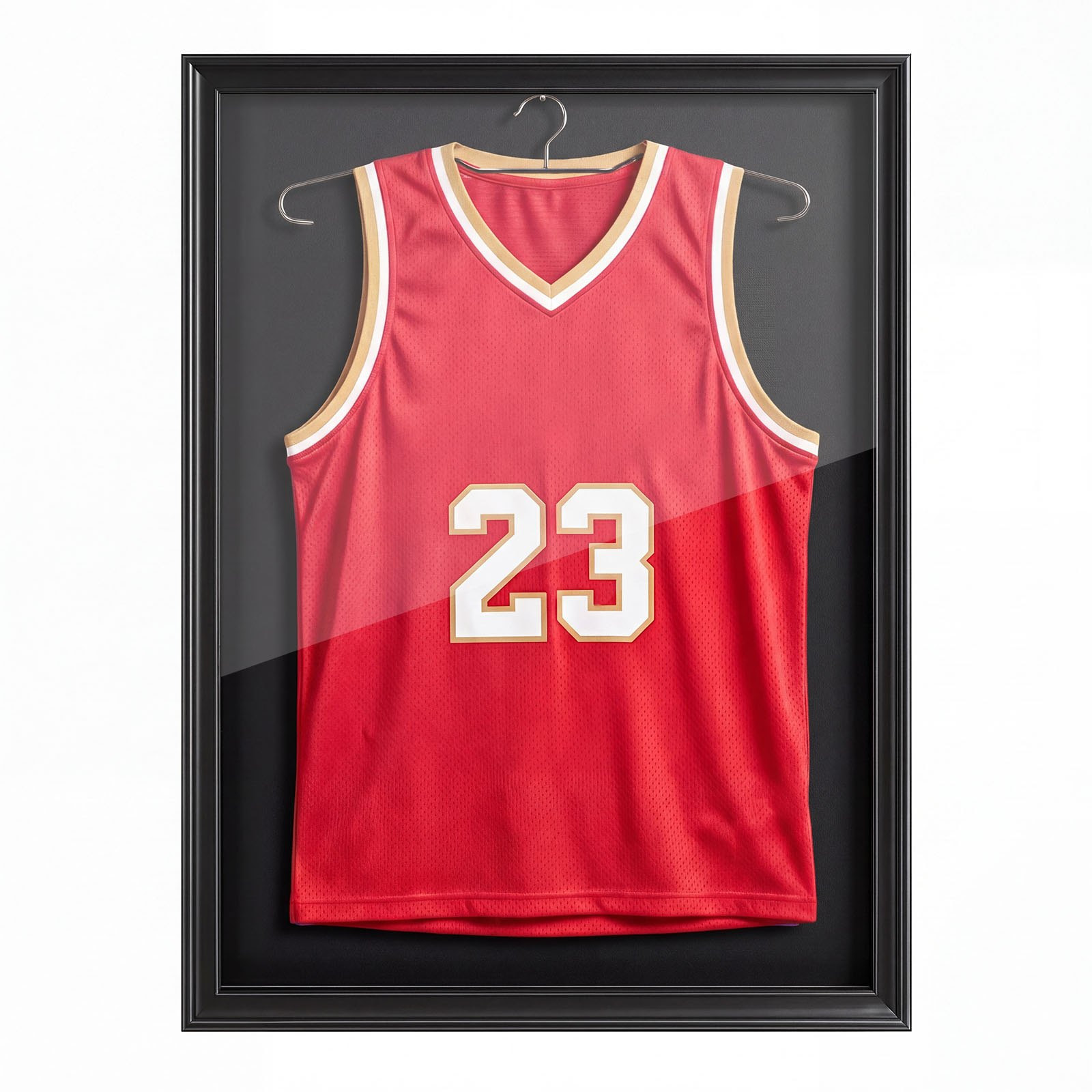 Lockable Jersey Frame Display Case 35.4×27.6in UV Shadow Box w/ Hanger