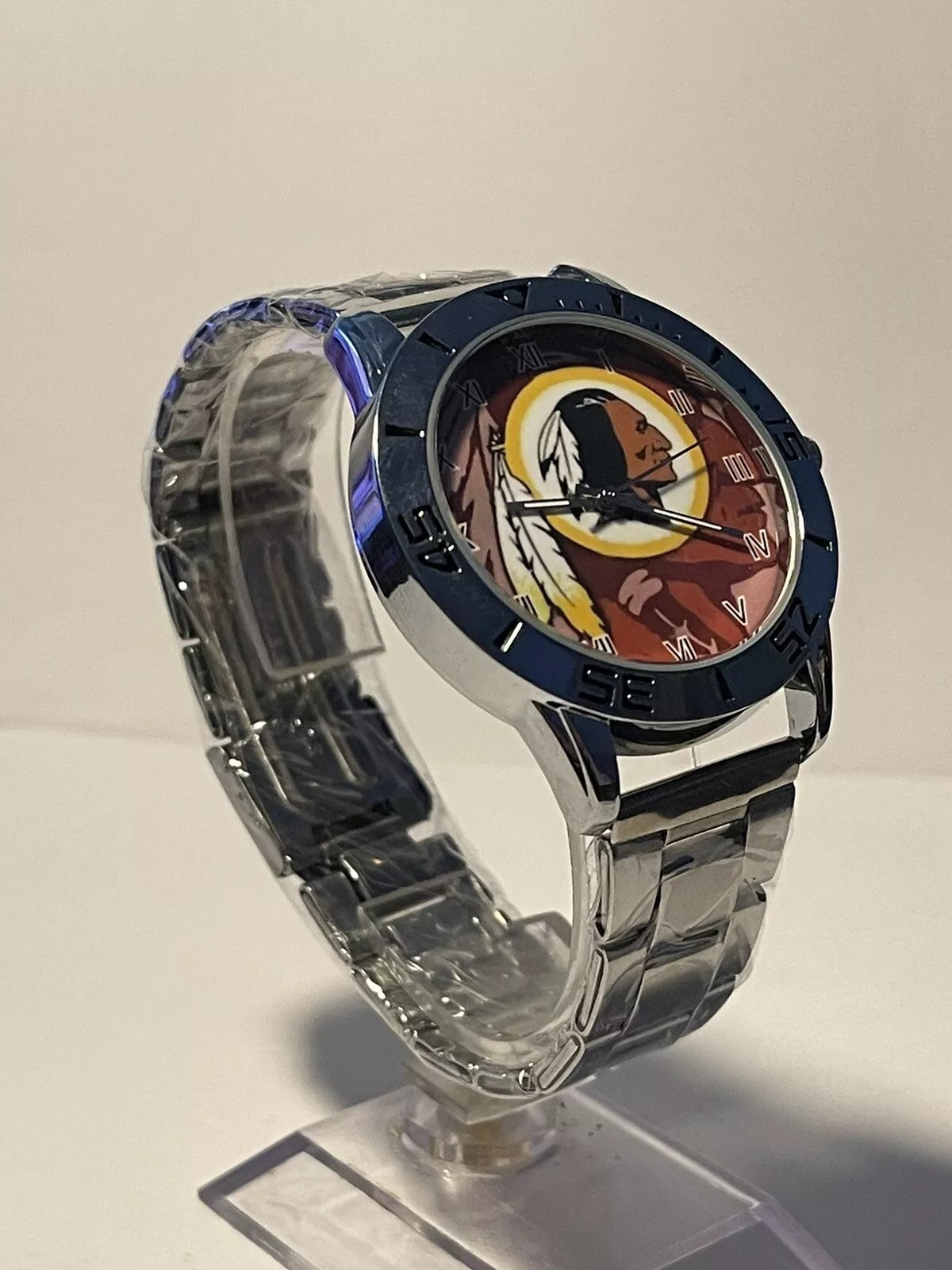 Washington Redskins NFL Team Logo Men’s Stainless-Steel Silver Watch NEW
