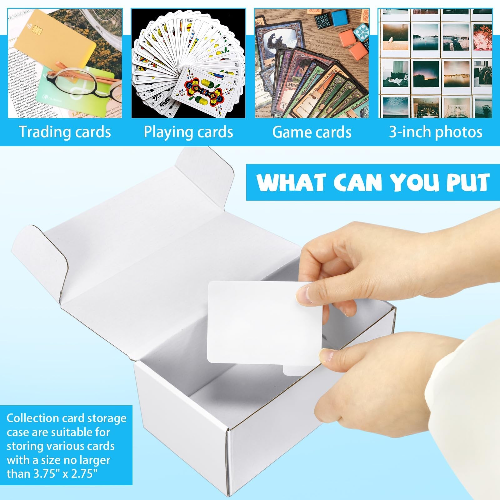 Trading Card Storage Box with Dividers, 6 Pack • 400 Count Bulk Card Collection