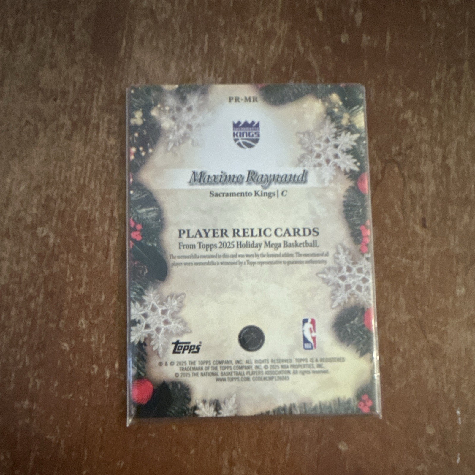Topps 2025-26 Holiday Maxime Raynaud Kings #PR-MR Holiday Glitter /99 RC MEM