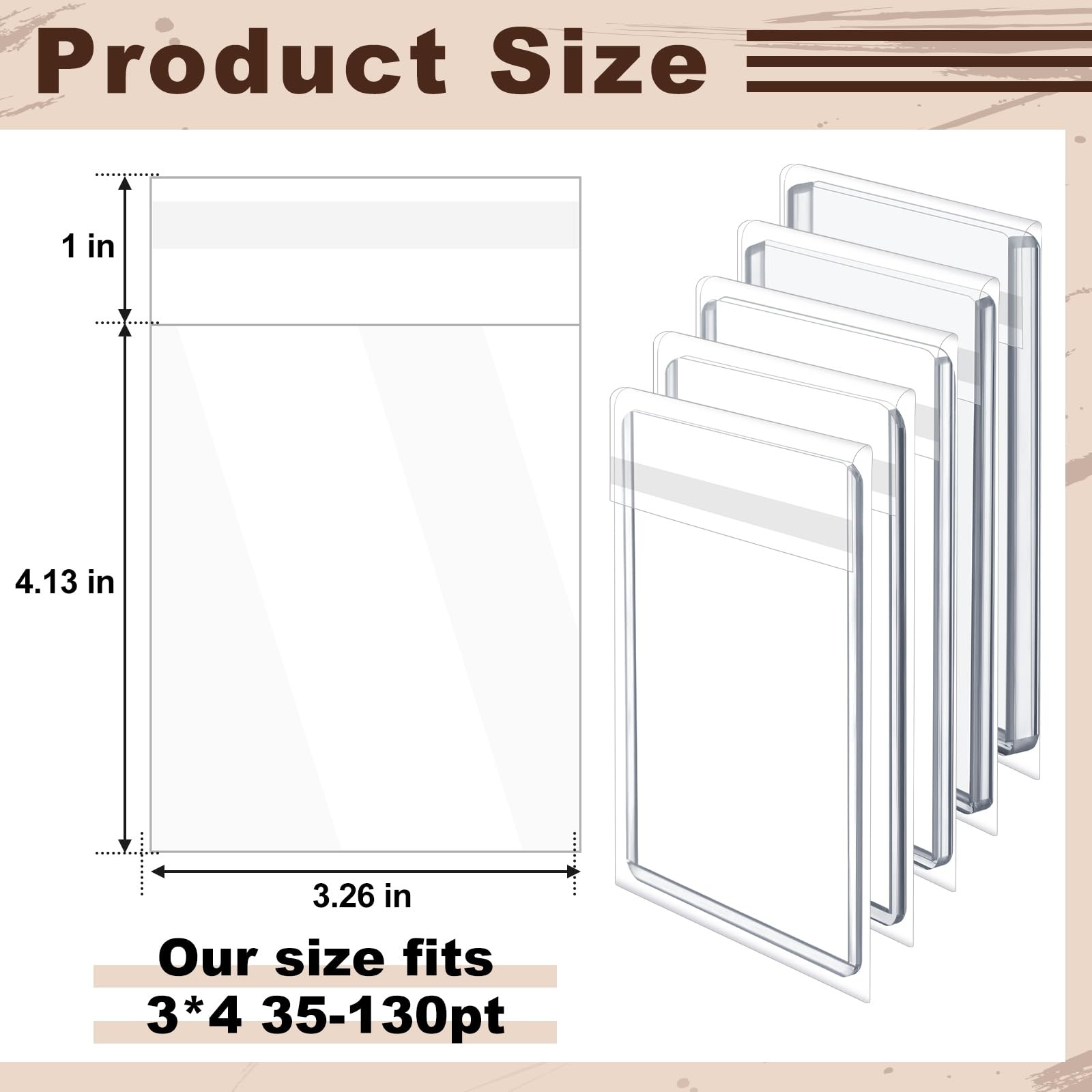 300 Pcs Resealable Team Bags for Trading Cards Holders 35-130pt, Fit Card Sleeve