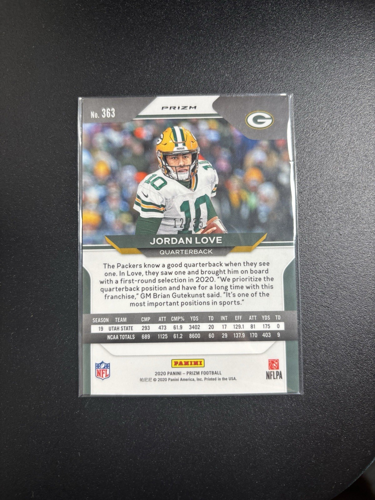 2020 Panini Prizm – Rookie Jordan Love #363 Purple No Huddle Prizm /35 (RC)