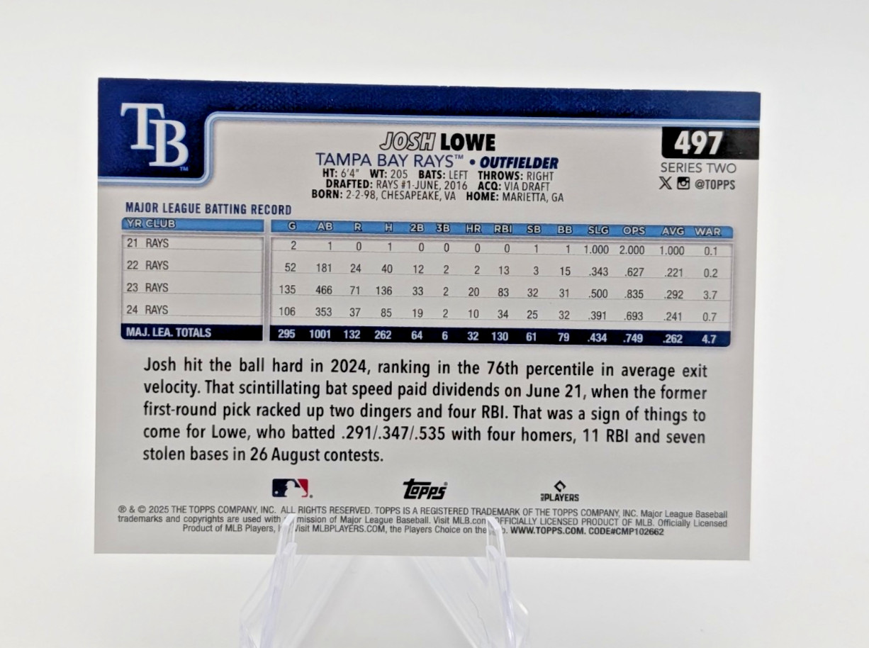 2025 Topps Series 2 – Josh Lowe #497