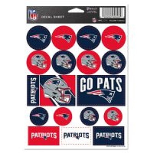 New England Patriots 5 x 7 Sticker Sheet Free Shipping
