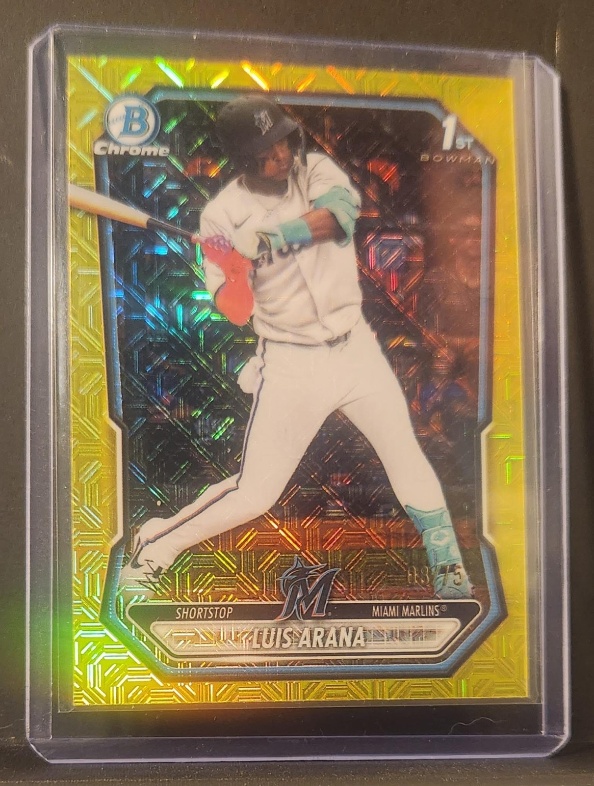 2026 Bowman Chrome LUIS ARANA Yellow Mojo /75 Marlins 1st Bowman