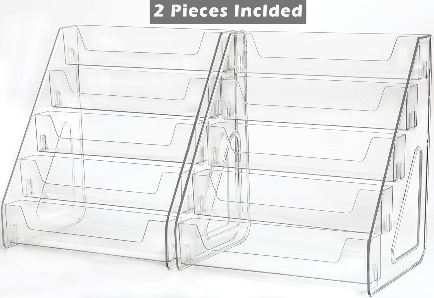 Card Display Stand set of 2, Clear 5-Tiered Shelf For Greeting Card, Stickers…