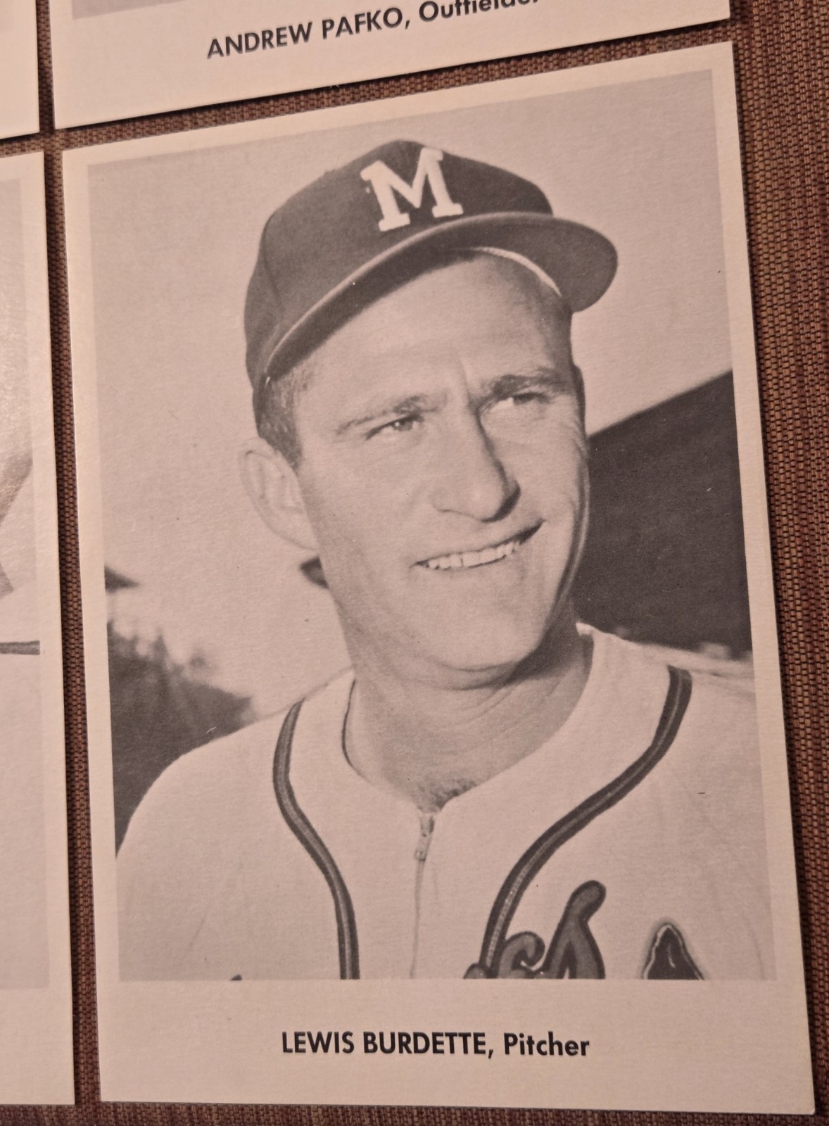 1958 Jay Publishing Braves Schoendienst Pafko Burdette Adcock 5×7 Baseball Photo
