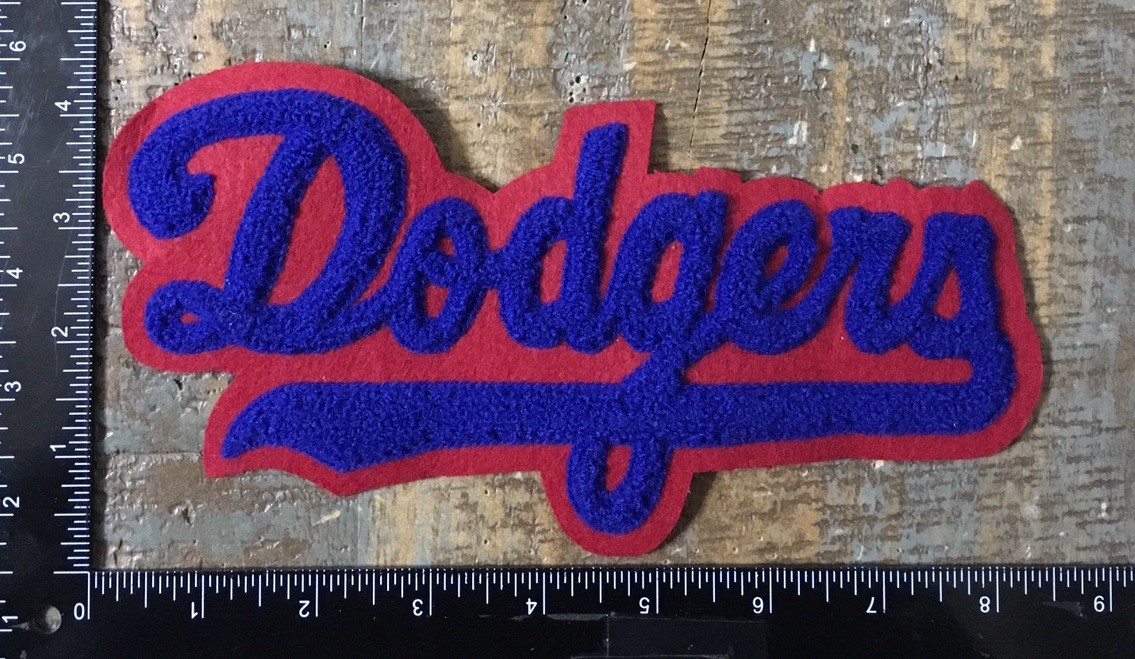 Vintage Los Angeles Dodgers MLB Baseball Team Script Logo Chenille Sew-On Patch