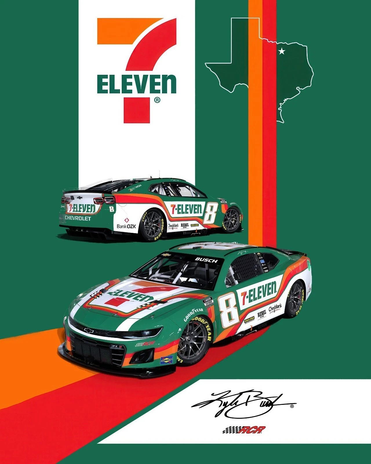 Kyle Busch #7 7Eleven Nascar Flag Vertical Double-Sided 3×5 FT Banner