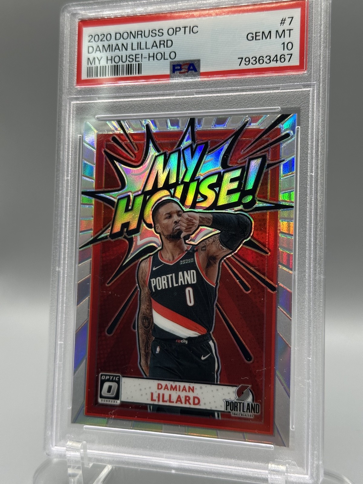 PSA 10 – 2020-21 Panini Donruss Optic – My House! Damian Lillard #7 Holo Prizm