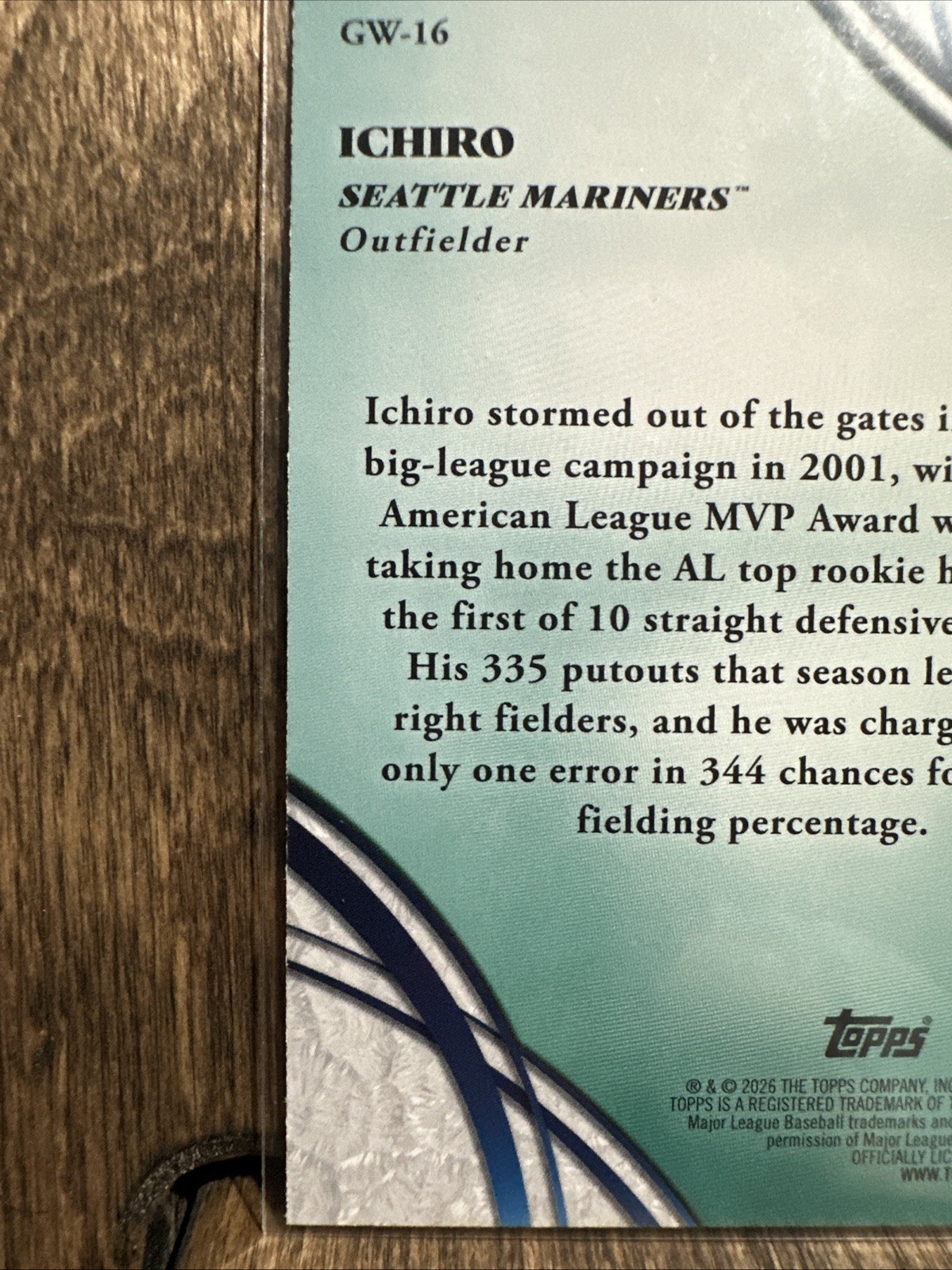 2026 Topps Series 2 Ichiro Glove Work #GW-16 Seattle Mariners