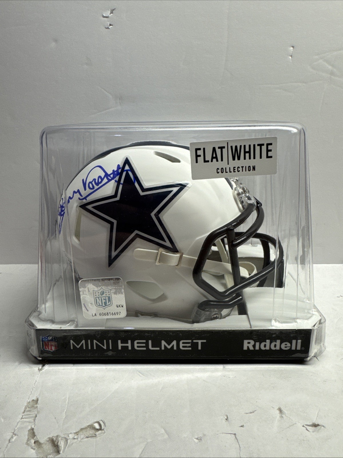 Cowboys Tony Dorsett Signed Flat White Speed Mini Helmet in Blue w BAS Witnessed
