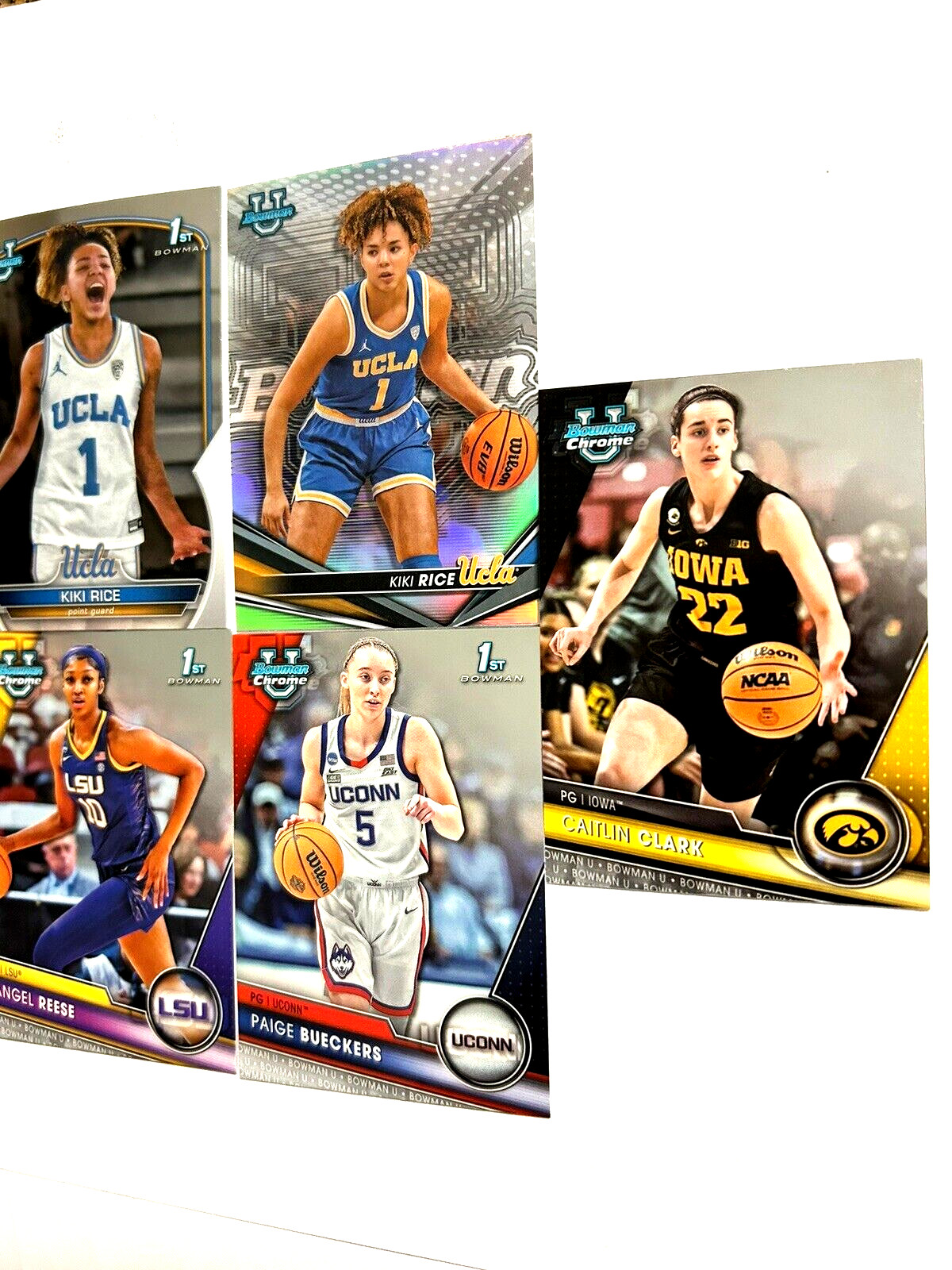 7 CAITLIN CLARK/REESE/PAIGE/KIKI/HIDALGO 2023 BOWMAN CHROME #34/#49 ROOKIE LOT