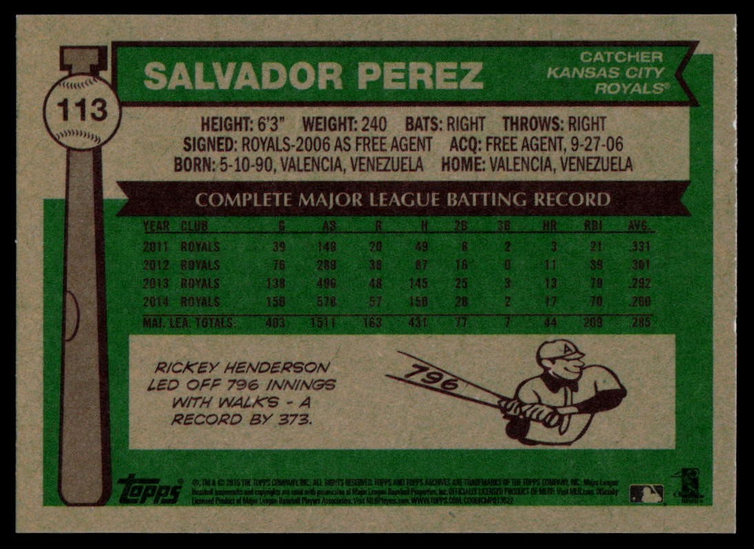 2015 Topps Archives #113 Salvador Perez Kansas City Royals