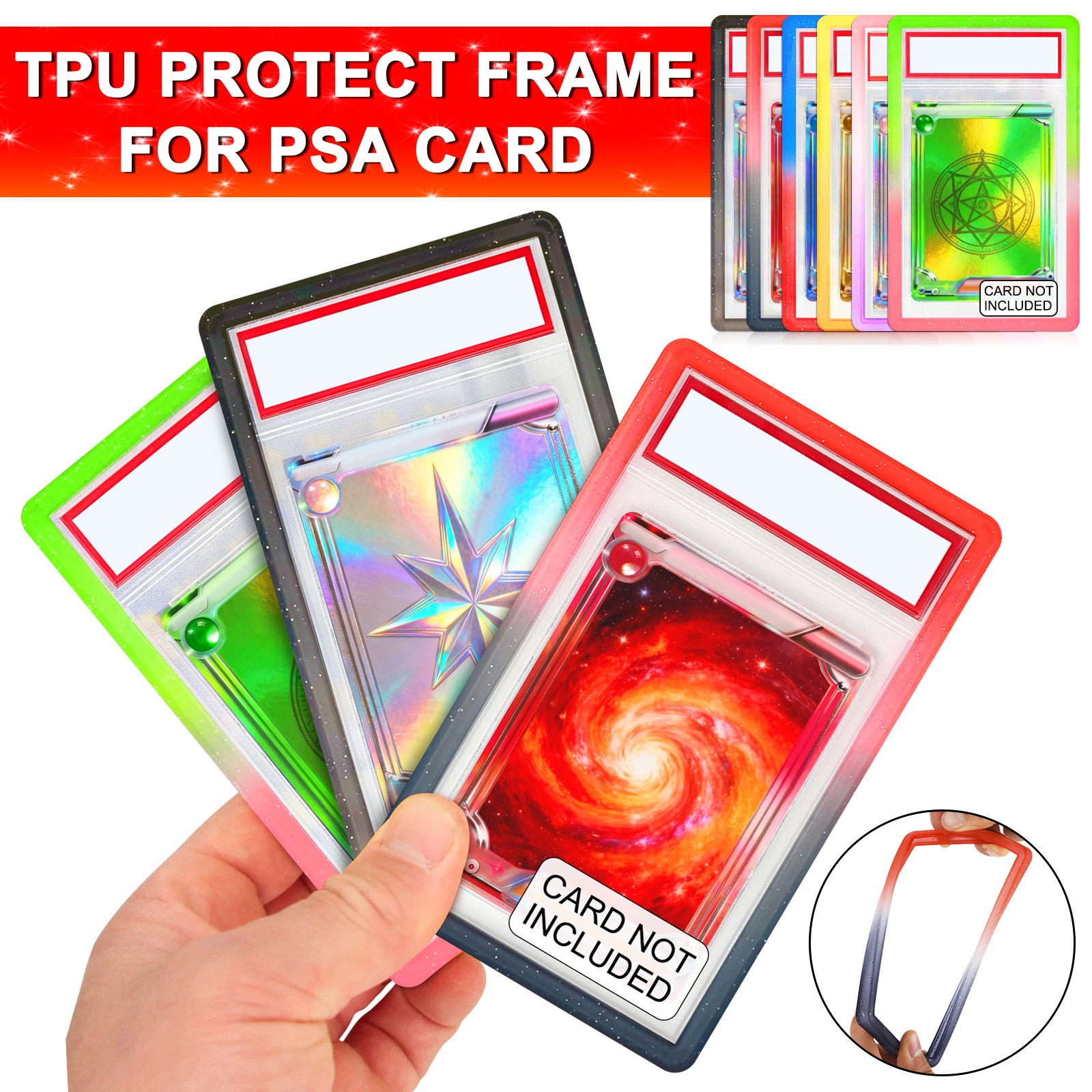 6-30x Gradient Slab Bumper Guard Protector TPU Stackable For PSA Graded Cards US