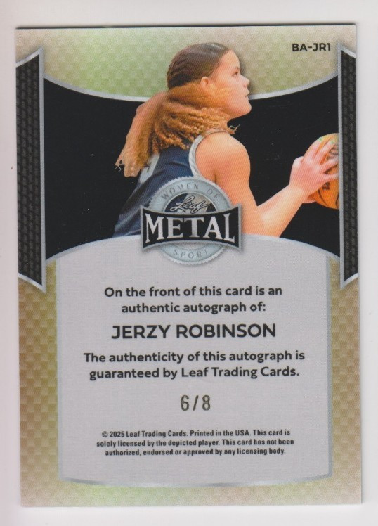 2025 Leaf Metal Women of Sport JERZY ROBINSON ESPN Top 5 ROOKIE AUTO 6/8