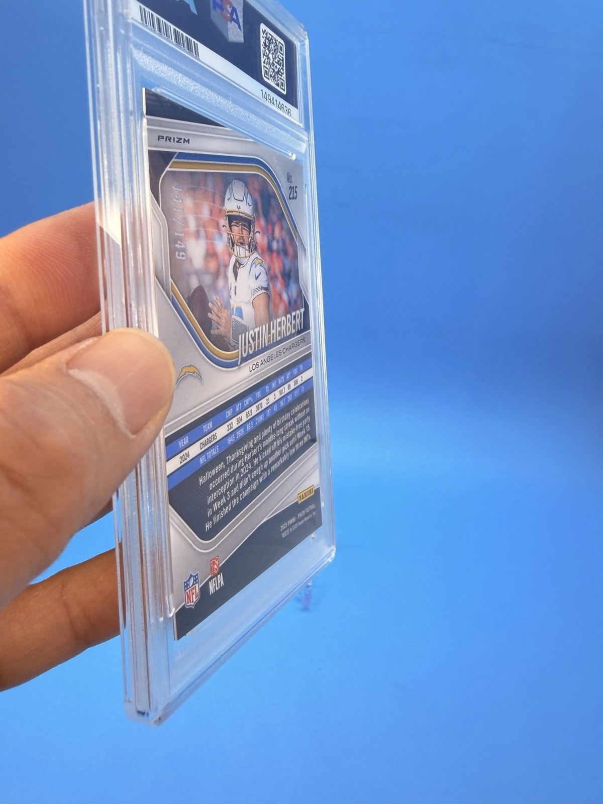 2025 Prizm ~ JUSTIN HERBERT ~ Red Wave Prizm #’d /149 ~ PSA 9 MINT POP 1 🔥