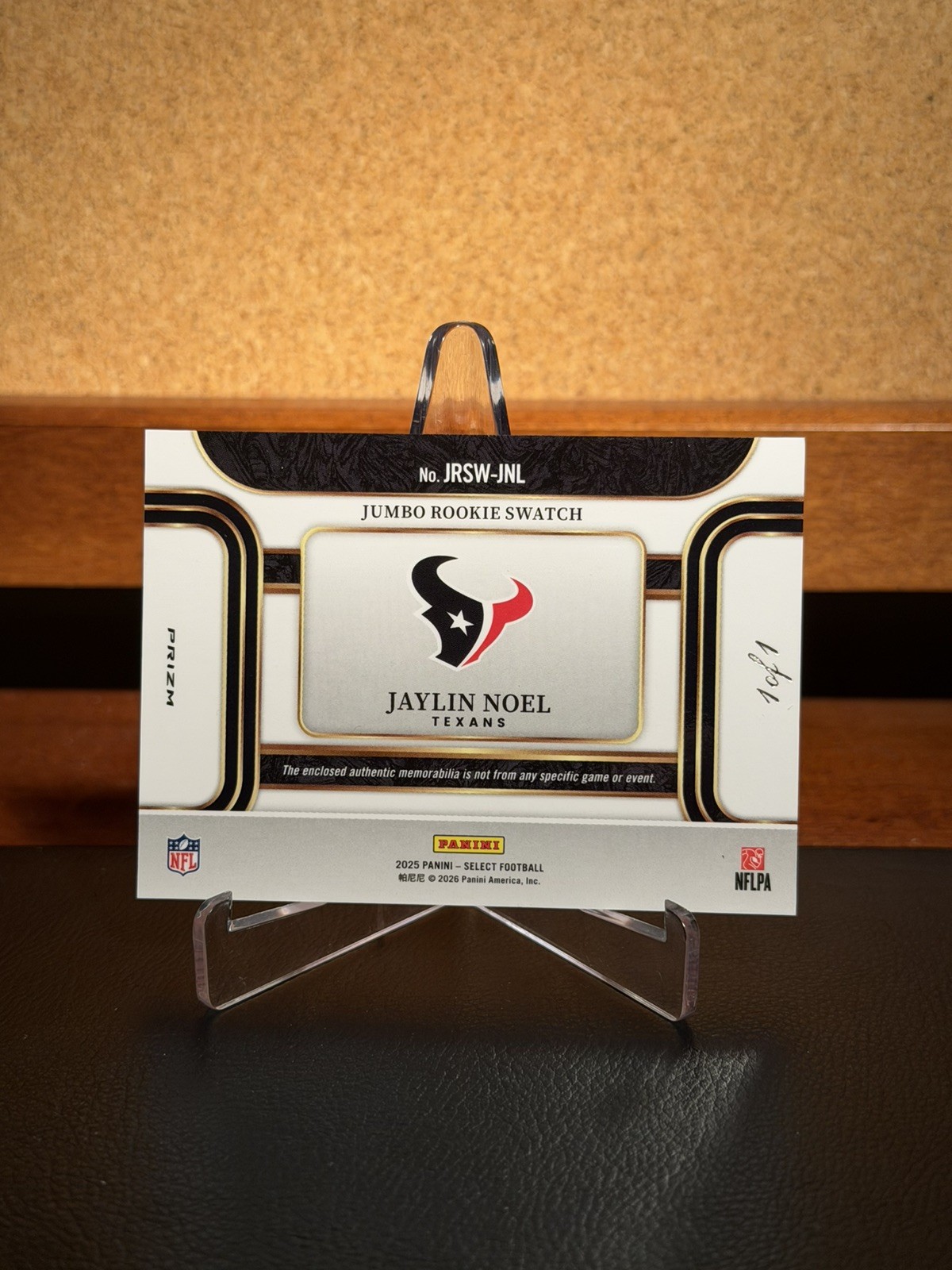 2025 Panini Select Jaylin Noel Rookie Patch NFL Shield Black 1/1 RC RARE SSP SP