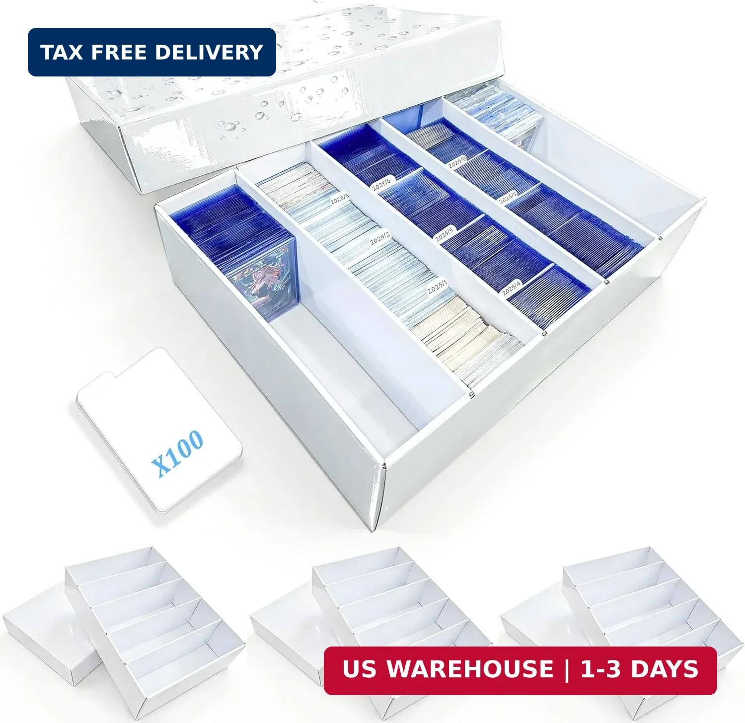 4-PACK Trading Card Storage Box -5 Row 5000ct TCG Corrugated Cardboard Storage B