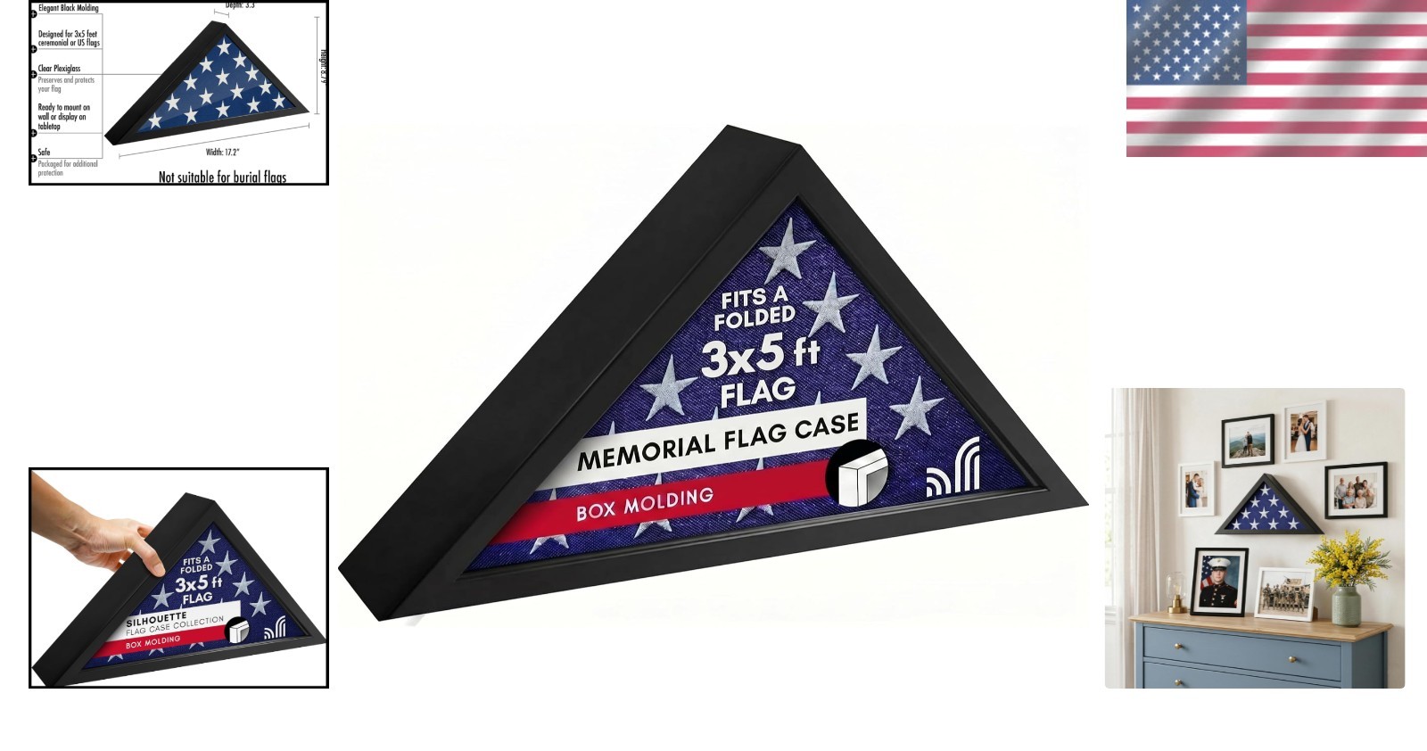 Timeless Black Flag Display Case for 3×5′ Ceremonial Flags – Gift for Veterans