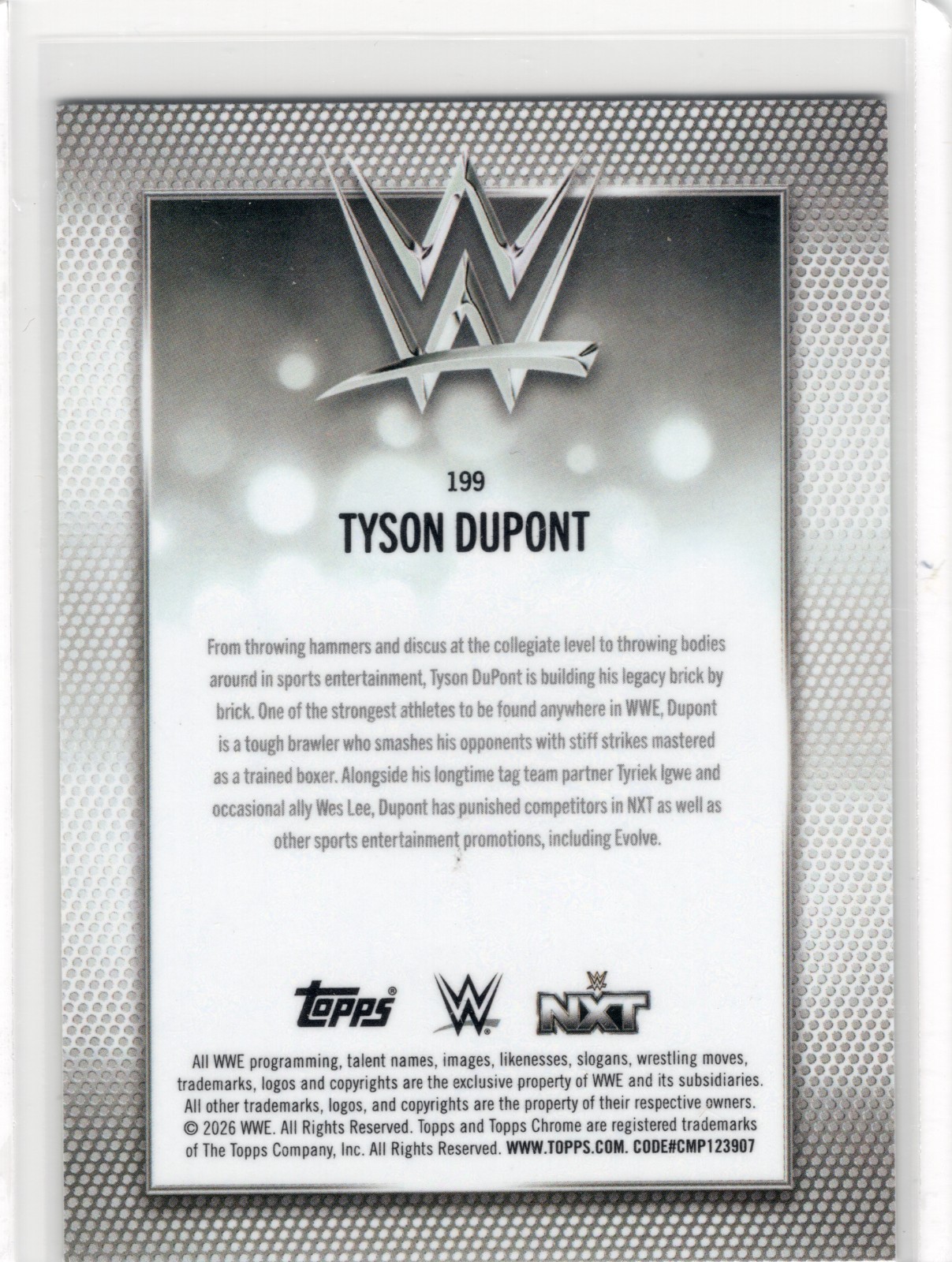 2026 Topps Chrome Sapphire WWE – Tyson Dupont #199 Yellow /75