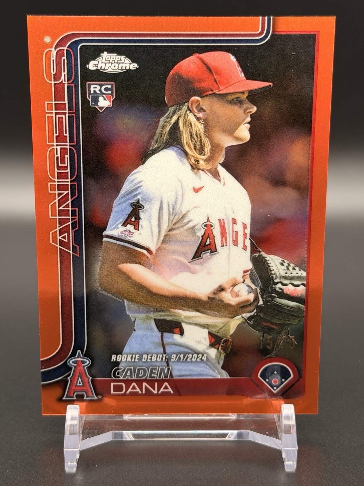 2025 Topps Chrome Caden Dana RC Orange Refractor 15/25 #USC 34 – Angels
