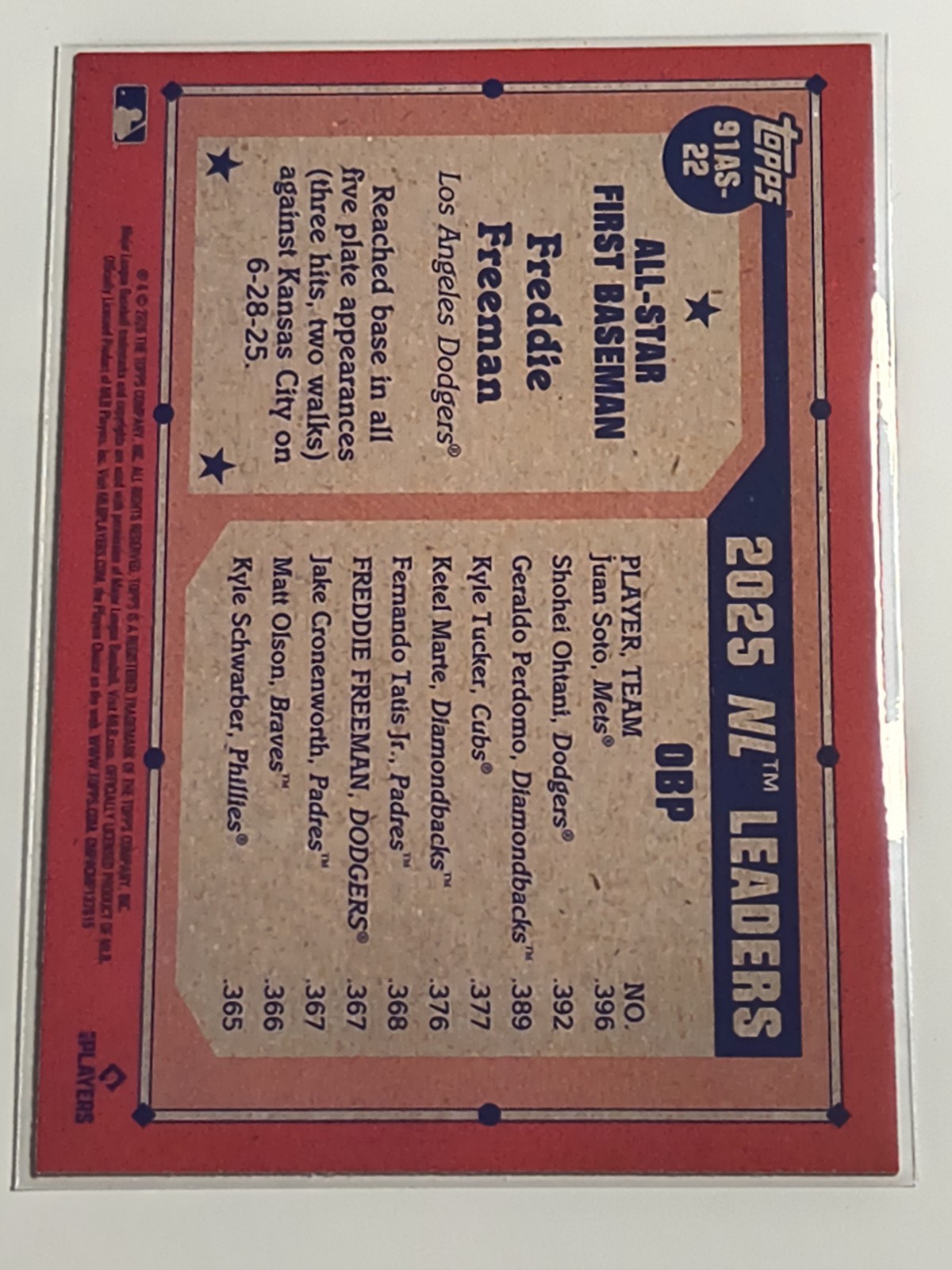 Freddie Freeman 2026 Topps Series 2 1991 Topps All Stars Los Angeles Dodgers