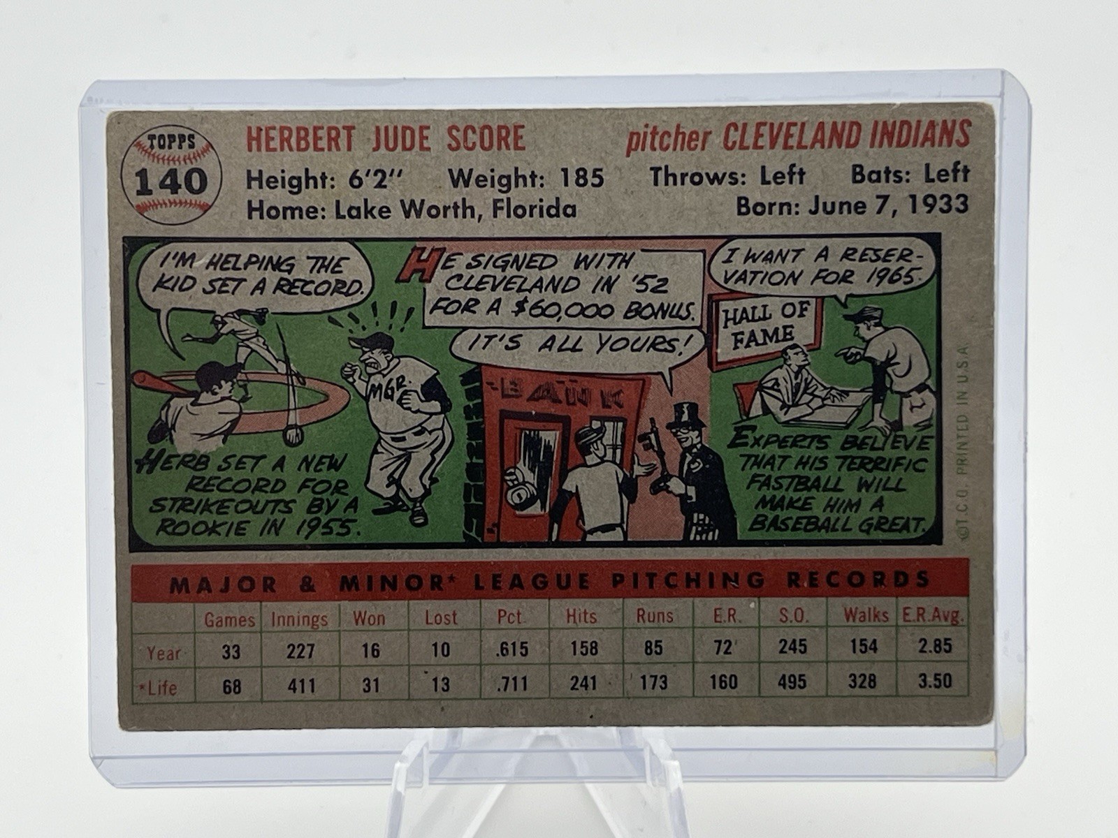 1956 Topps – Herb Score #140 Cleveland Indians