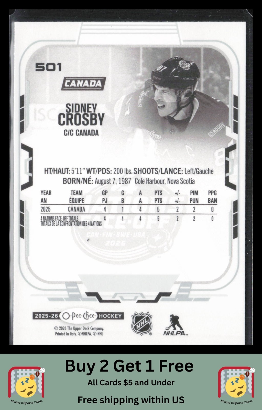 Sidney Crosby 2025-26 O-Pee-Chee #501