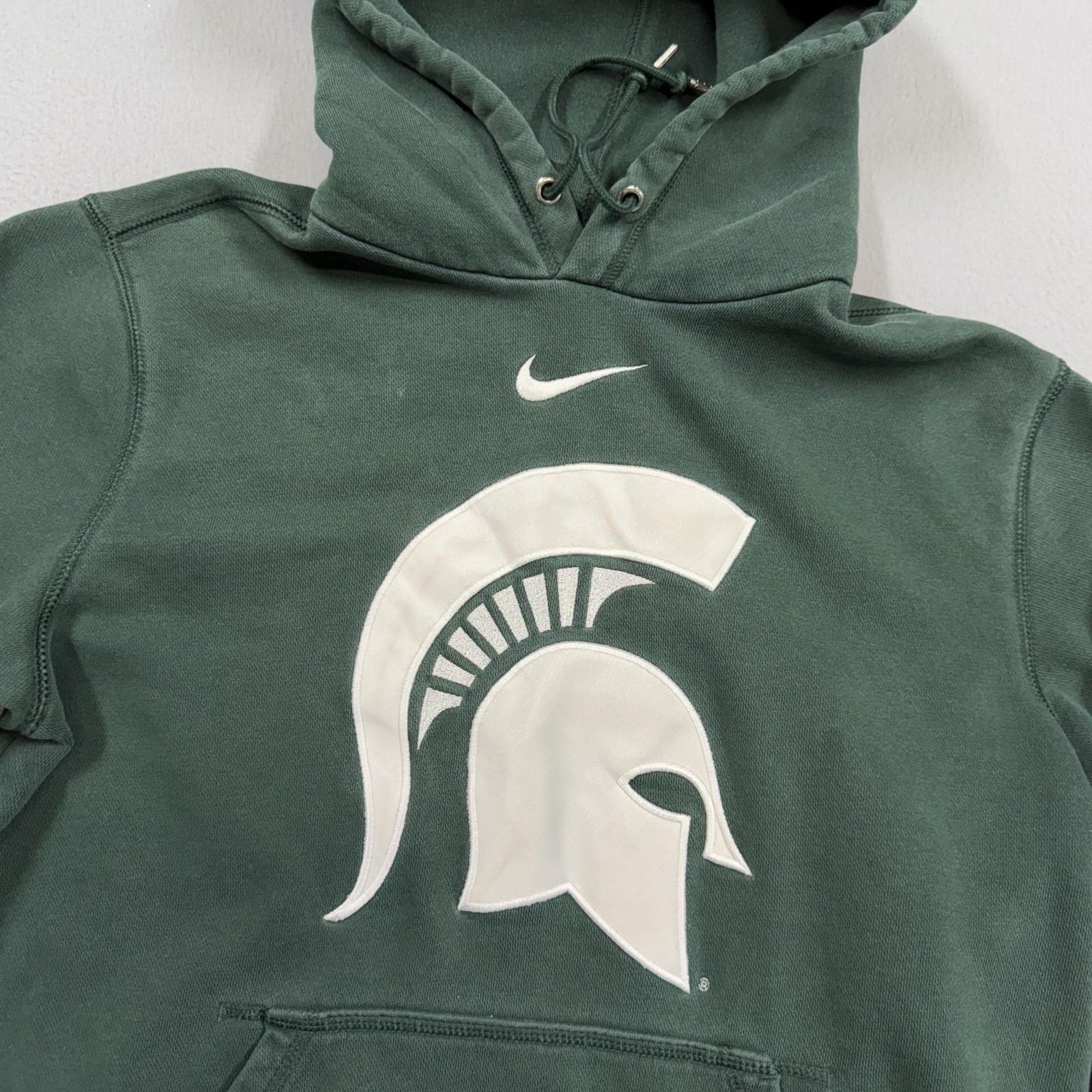 Michigan State Spartans Sweatshirt Mens Large Green Nike Center swoosh Hoodie