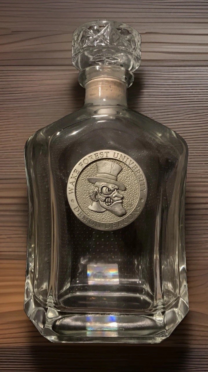 Heritage Metalworks, Crystal Pewter Wake Forest Demon Deacons Whiskey Decanter