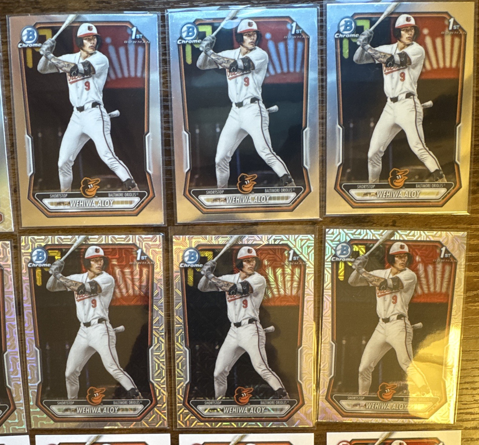 Wehiwa Aloy Bowman Chrome Mojo 1st Orioles 15 Card Lot Top 100 BCP-135 UR-17