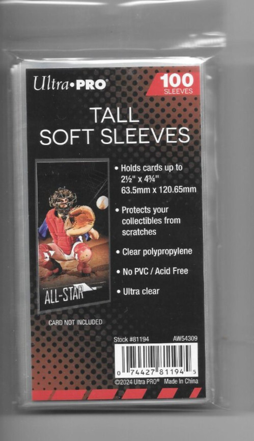 25 TALL TOP LOADS TOPLOADERS PLUS 25 TALL SOFT SLEEVES 3 X 5 FREE SHIPPING
