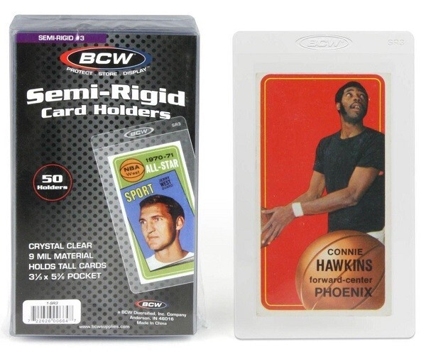 50 BCW High Quality Semi-Rigid PVC Card Holder #3 For 3 1/3 x 5 7/8 Tall Cards