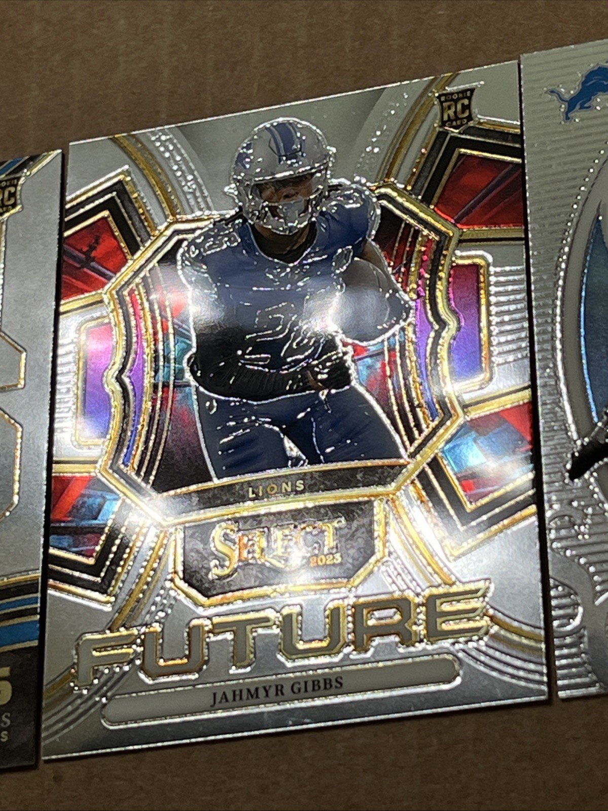 Jahmyr Gibbs 2023 Select Numbers, Future & Select Certified Football Cards.