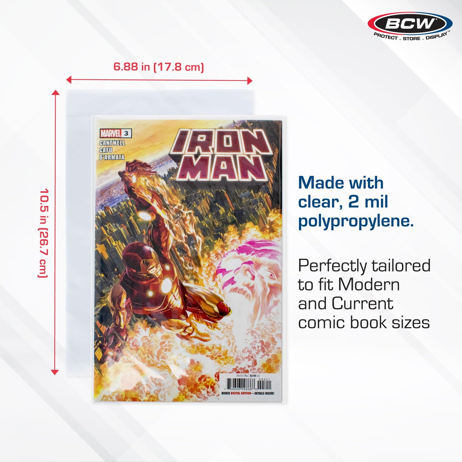 BCW Resealable Current/Modern Comic Bags – 100 100 Count ( Pack of 1), Clear
