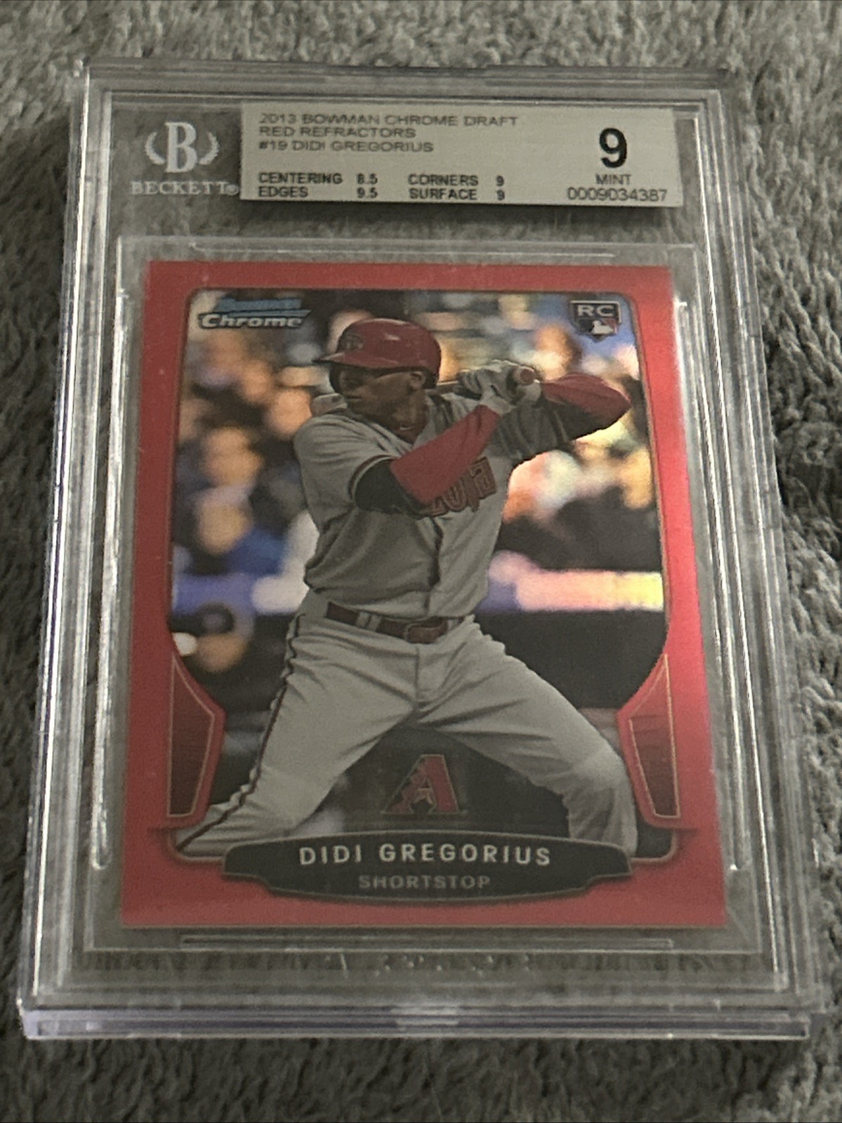 2013 Bowman Chrome Draft Red Refractors Didi Gregorius #19 BGS 9 Mint 2/5