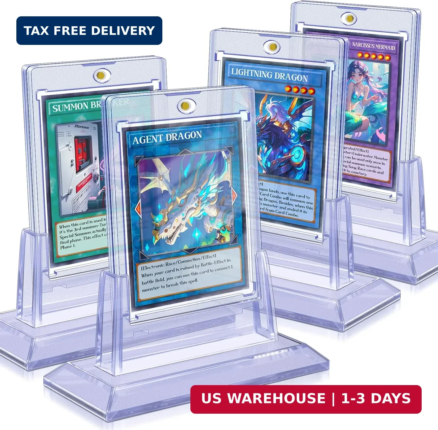 Homthy 4ct Magnetic Card Holders for Trading Cards, 35pt Acrylic Baseball Card H