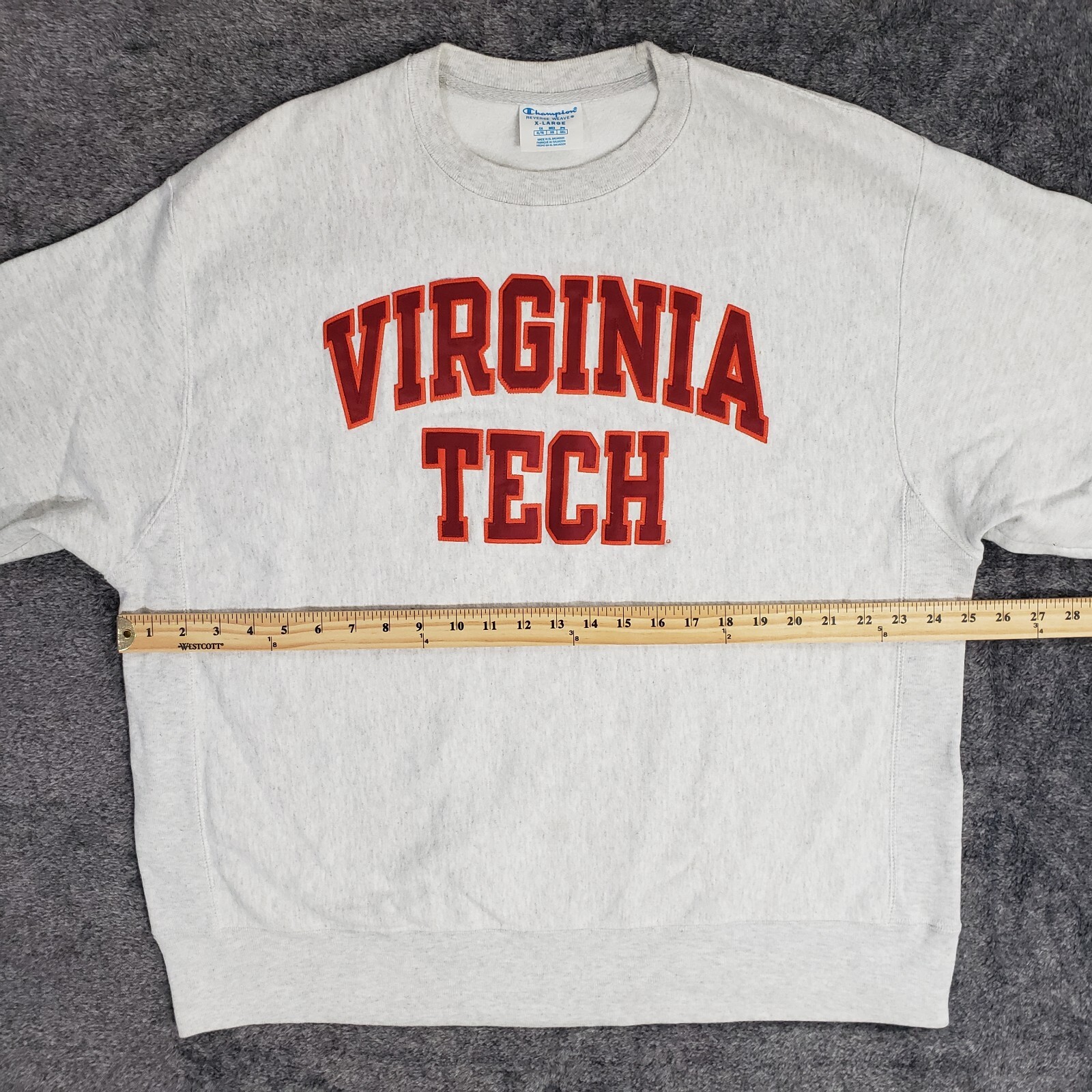 Virginia Tech Sweatshirt Mens XL Champion Reverse Weave Embroidered Hokies Gray