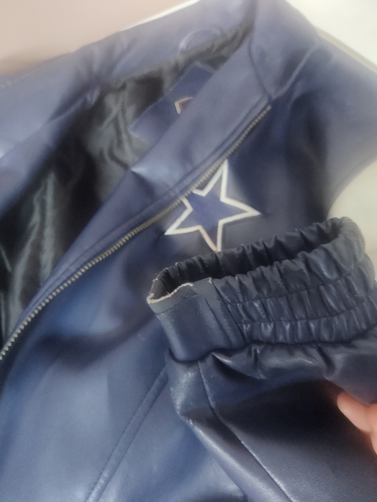 Vtg Dallas Cowboys Game Day Faux Leather Jacket Full Zip 100% Polyvinyl Chloride