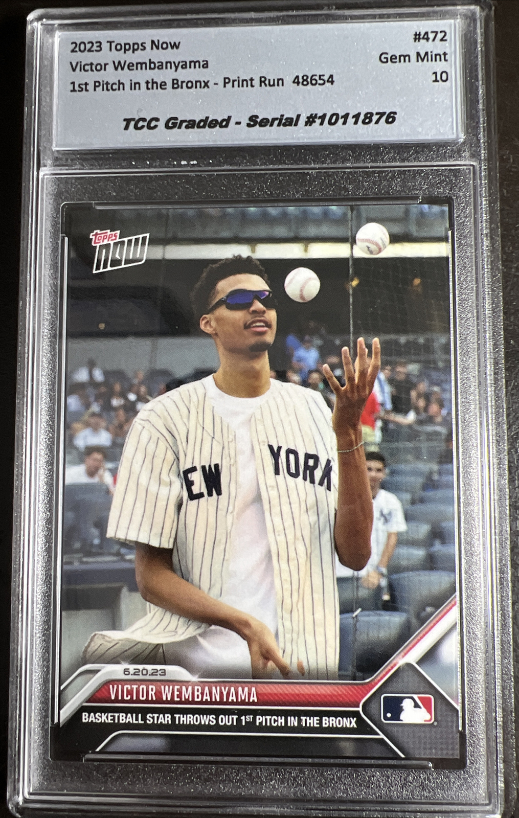 2023 Topps Now Victor Wembanyama 1st Pitch Rookie TCC Graded Gem Mint 10