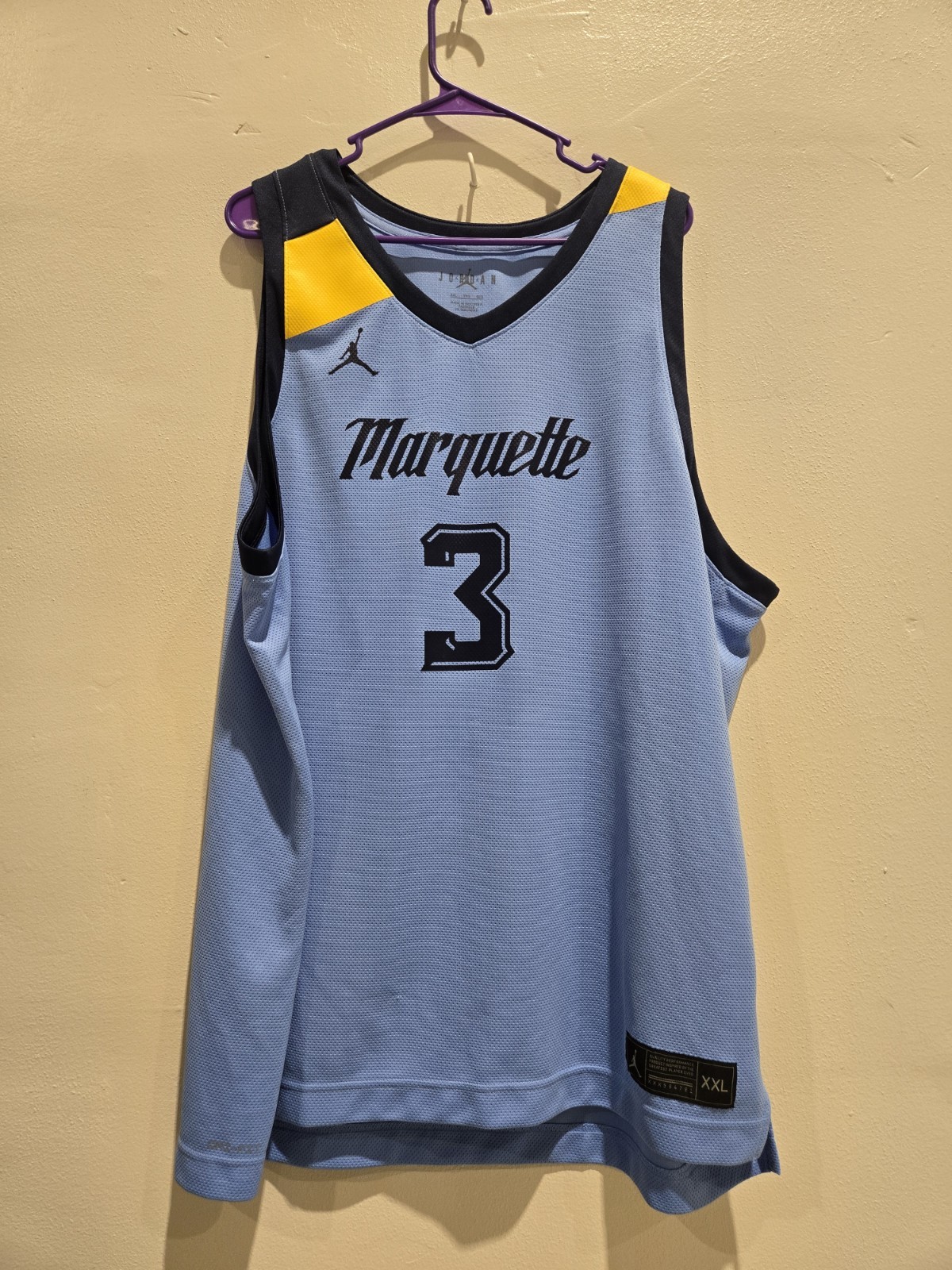 Jordan Brand Marquette Golden Eagles #3 Jersey Size 2XL
