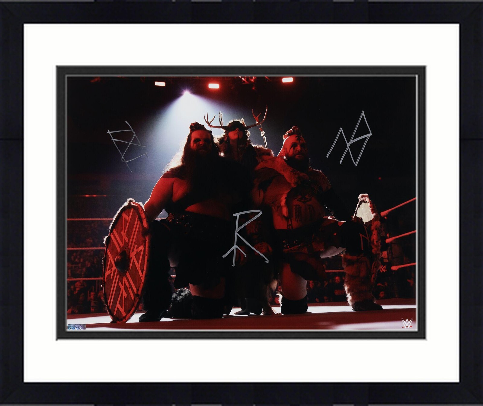 Framed Viking Raiders WWE Signed 16×20 In Ring Photo w/ Erik, Ivar, & Valhalla