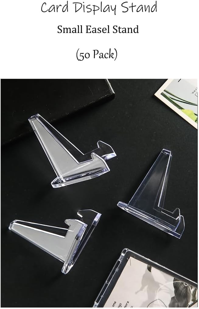 50 Packs Card Display Stand, 2.2 Inch Acrylic Easel Mini Card Stand for Sports G