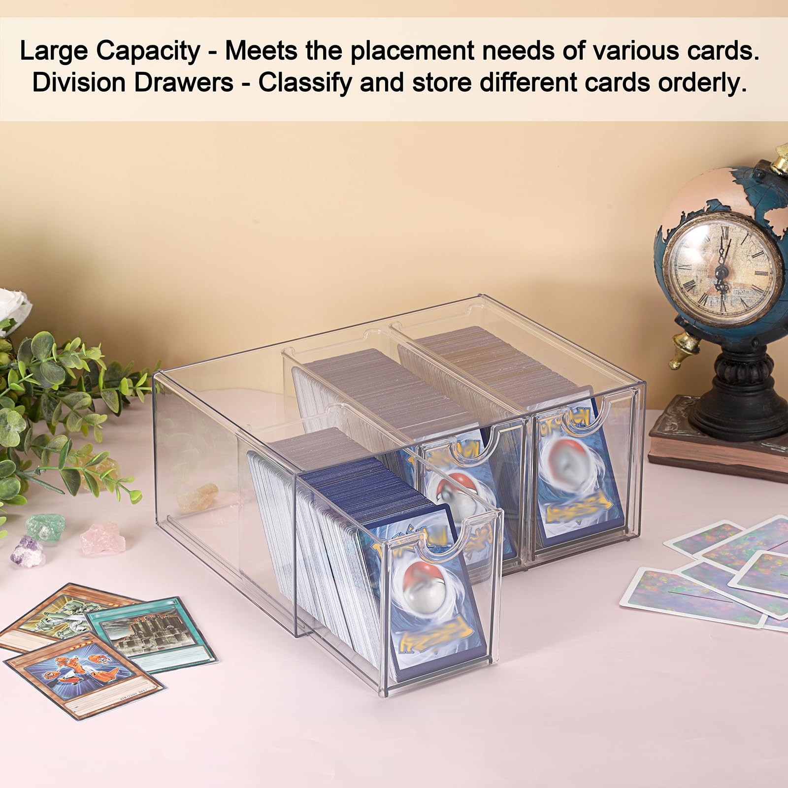 1 Plastic Trading Card Storage with 3 Drawers, Clear Stackable TCG/Card Organ…