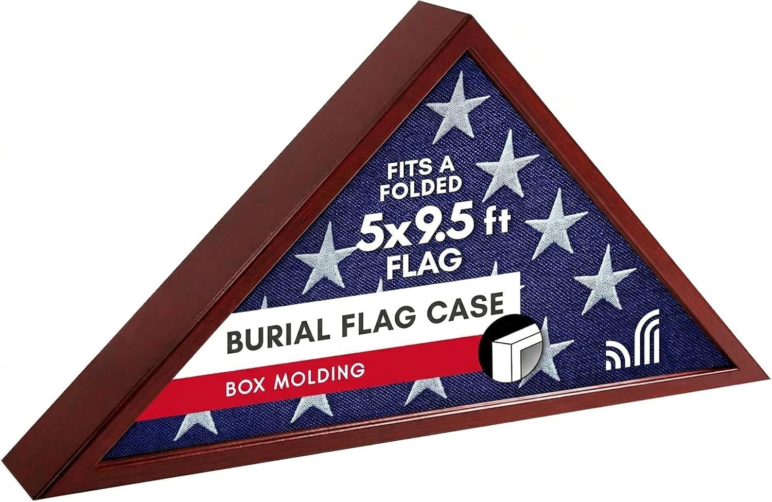 Triangular Mahogany Flag Display Case for 5×9.5′ Burial Flags – Versatile Decor