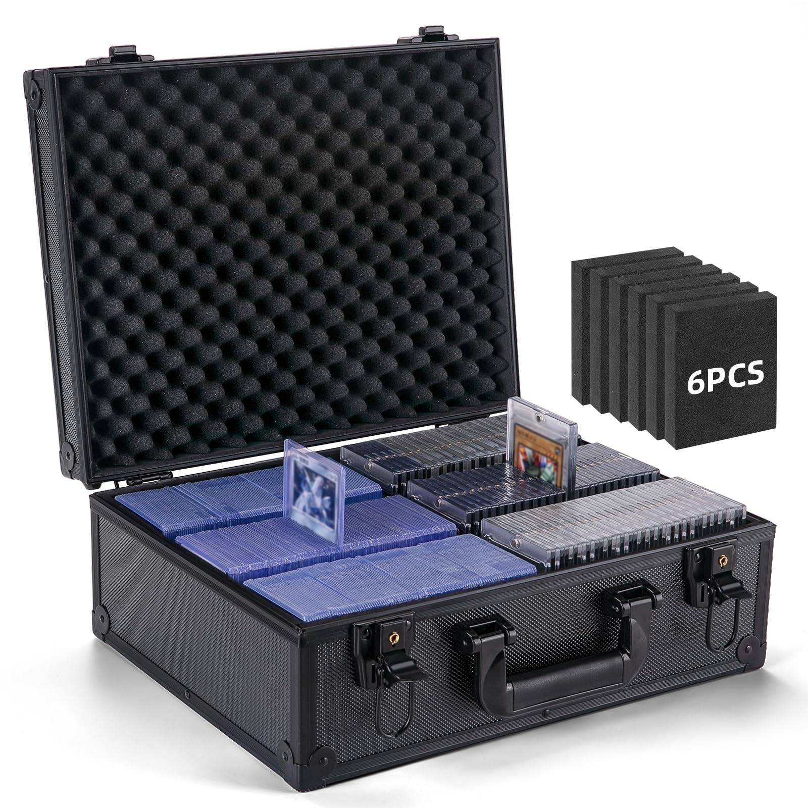 Large Capacity Trading Card Storage Box for 600+ 3″ x 4″ Toploaders, Hard Case w